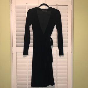 Gorgeous black velvet wrap around dress